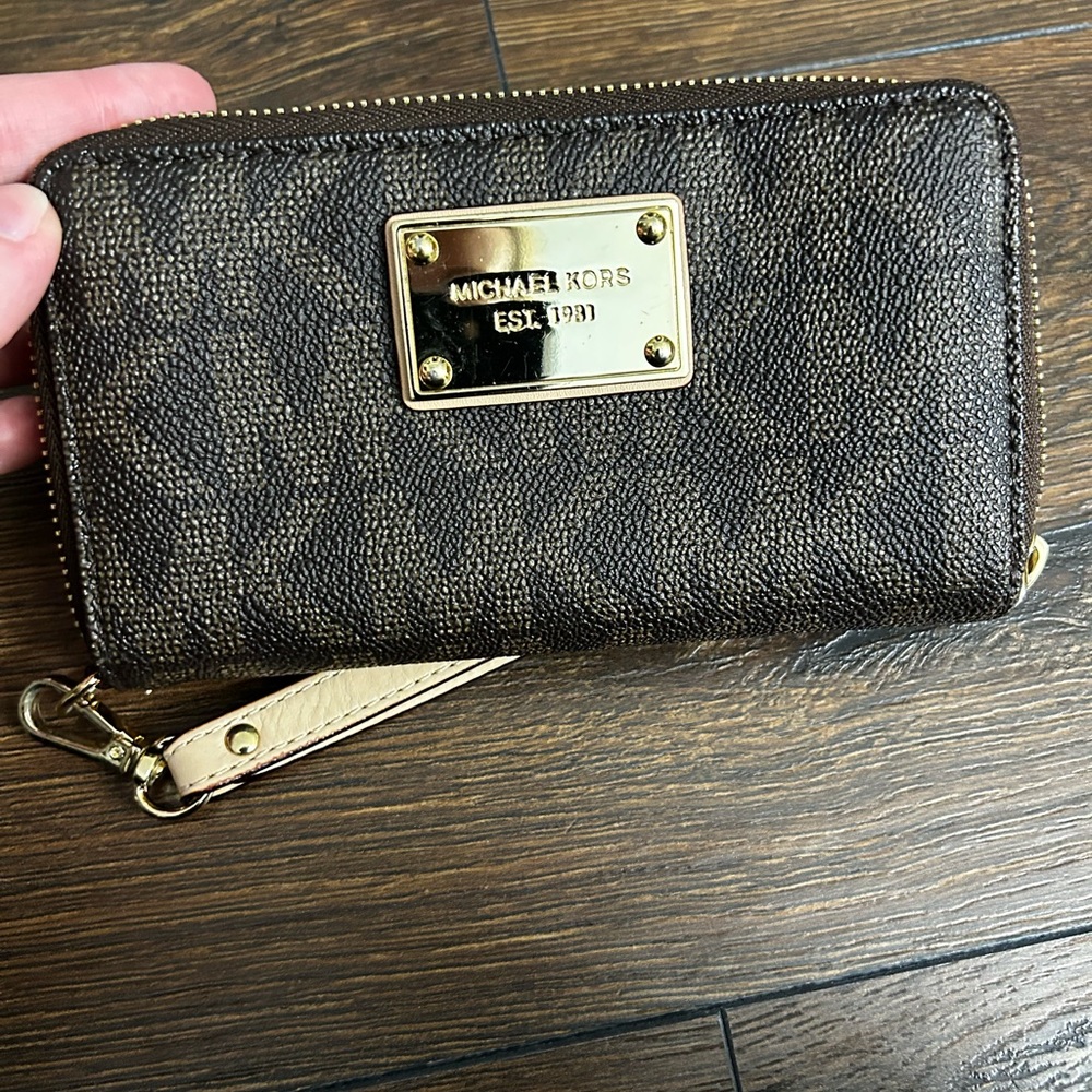 Michael Kors Brown Wallet with Gold Accents